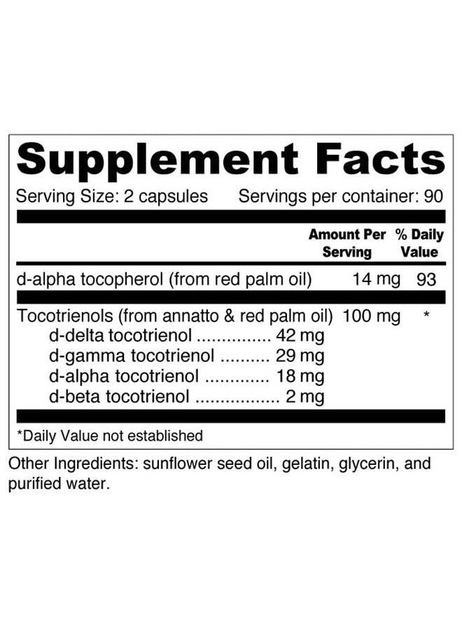 Daily Super E - Superior Full Spectrum Tocotrienols - High in Gamma, Delta, and Alpha (180 Capsules)