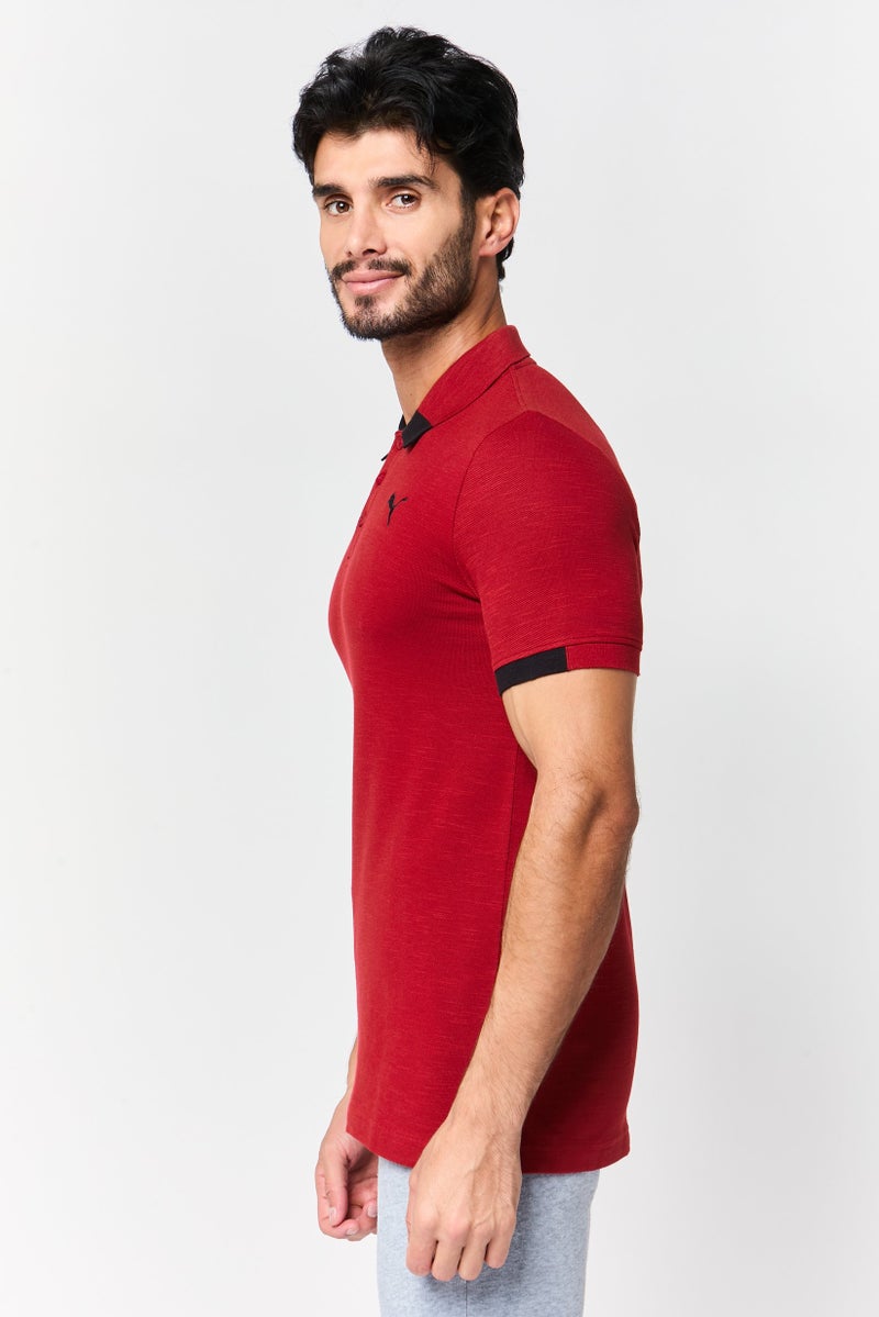 PUMA قميص بولو قصير الأكمام للرجال، رياضي، خارجي، أحمر - Image 2