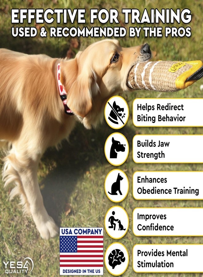 YES4QUALITY Dog Bite Tug Toy - 2 Pack, 11.8"x3.5" - Durable Yellow Pull Toy with 2 Strong Black Handles - Jute Pillow for Small to Medium Dogs - Ideal for Tug of War, Fetch, K9 & Puppy Training - Image 5