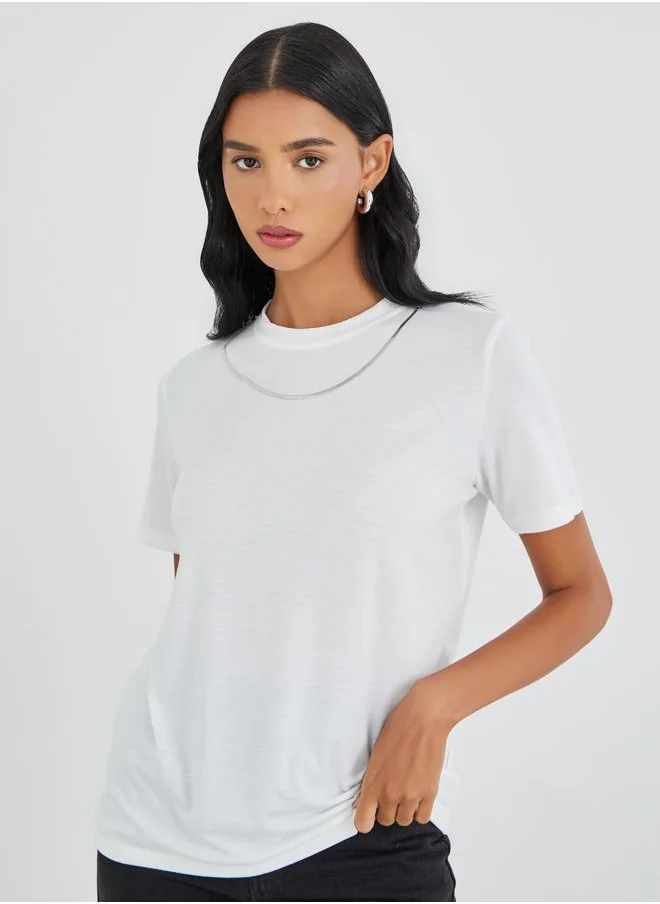 Take Two Take Two Solid Round Neck T-Shirt