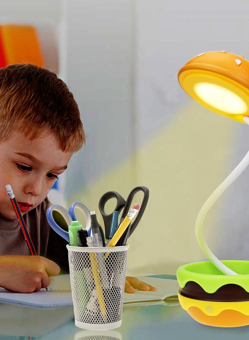 Excefore Rechargeable Hamburger Desk Lamp for Kids, Adjustable Neck, Dimmable Touch Switch, Cute Nursery Night Light, Kawaii Desk Accessories, Perfect Room Decor for Boys and Girls Gifts - Image 3