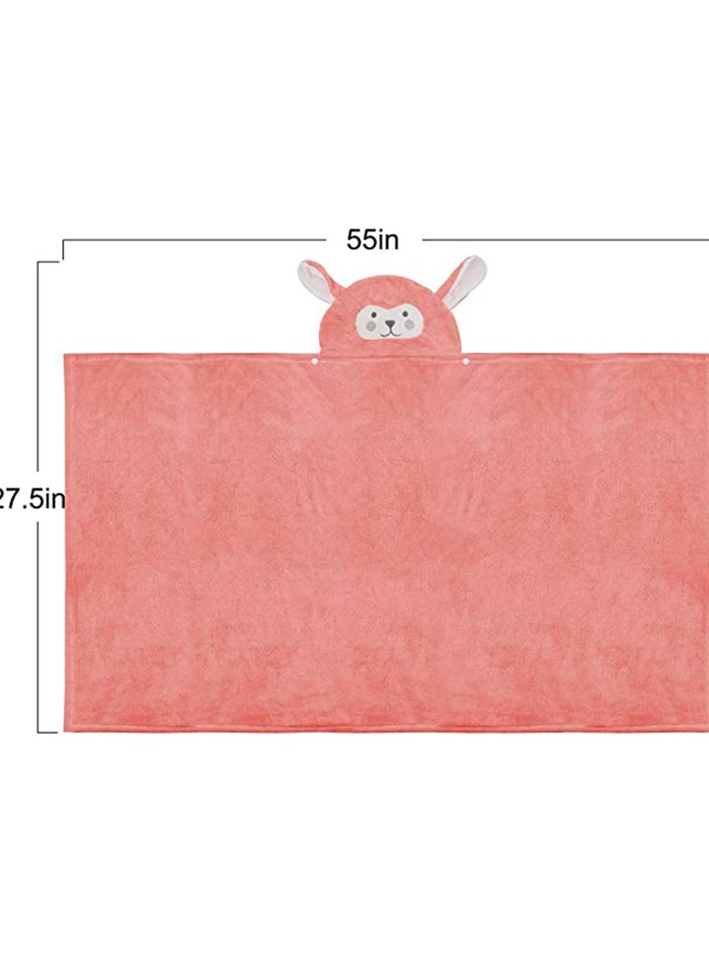 Barakah Unisex Baby Cotton Animal Face Hooded Towel, Baby Bath Towel Hooded Ultra Soft Towel Highly Absorbent Bathrobe Blanket Toddlers Shower Gifts for Boys Girls Extra Large 28" x 55" (Pink) - Image 5