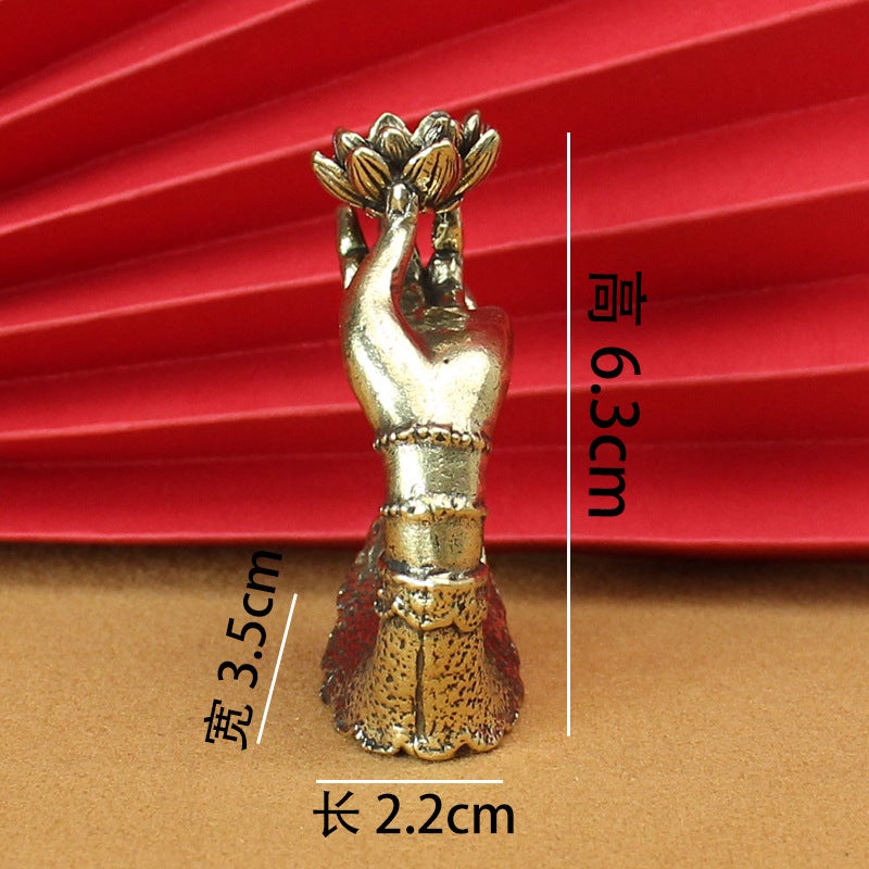Antique Styled Bronze Lotus Leaf Incense Burner Desktop Buddha Hand Lotus Flower Reversible Aromatherapy Decorative Ornament Medium Buddha hand backflow incense weight about 84g 