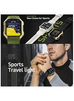 AirYoung Military Smart Watch 1.83" HD Screen Smart Watches for Men Smartwatches Bluetooth Make/Answer Calls Heart Rate Blood Oxygen Monitor Compatible with iPhone Android Phones Tactical Pedometer Fitness Modes and Sleep Modes Multi-app Message Reminder Monitor Multi Language  - Image 5