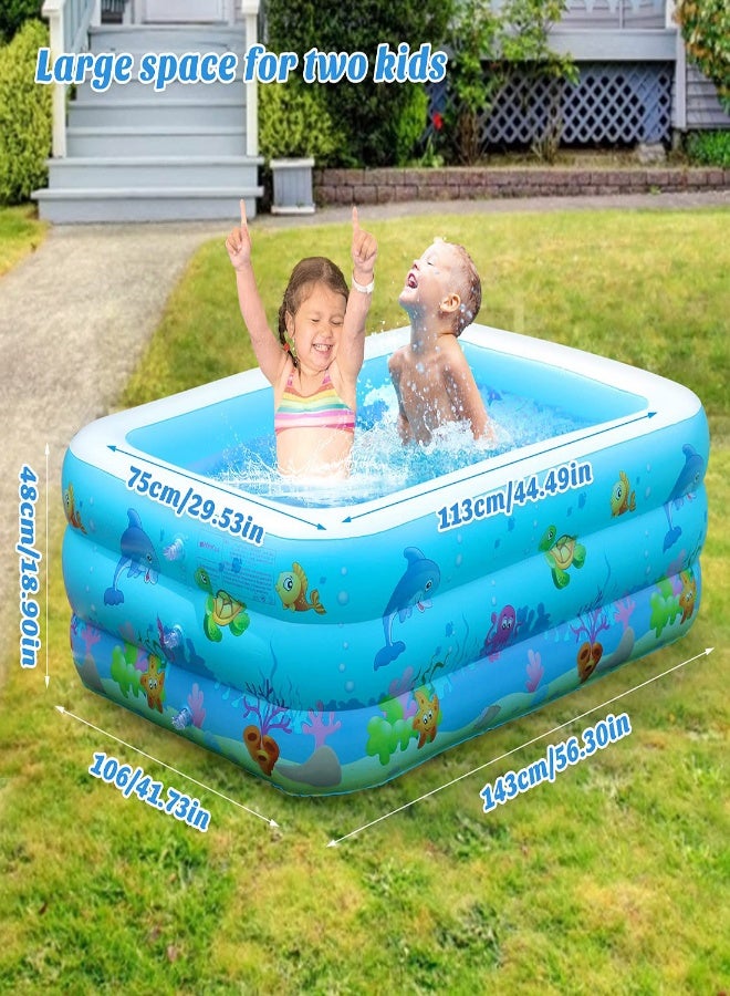 Inflatable Swimming Pools, Paddling Pool for Toddlers Kids, Rectangle Inflatable Swimming Pool for Kids, Baby Paddling Pool for Garden Backyard Outdoor,Easy to Inflate,150 cm x 106 cm x 48 cm - Image 1