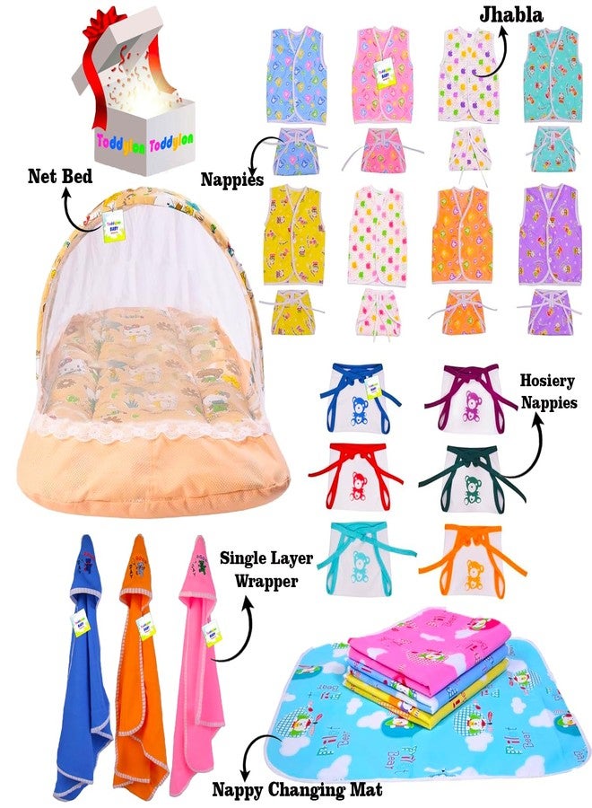 Toddylon 30 in 1 New Born Baby Products All Gift Pack | Baby Bedding Set | Baby Clothes | Essentials Items | Combo Set | Infants | New Born Boys Girls | Baby Bed (Multicolor, 0-6 Months) - Image 2