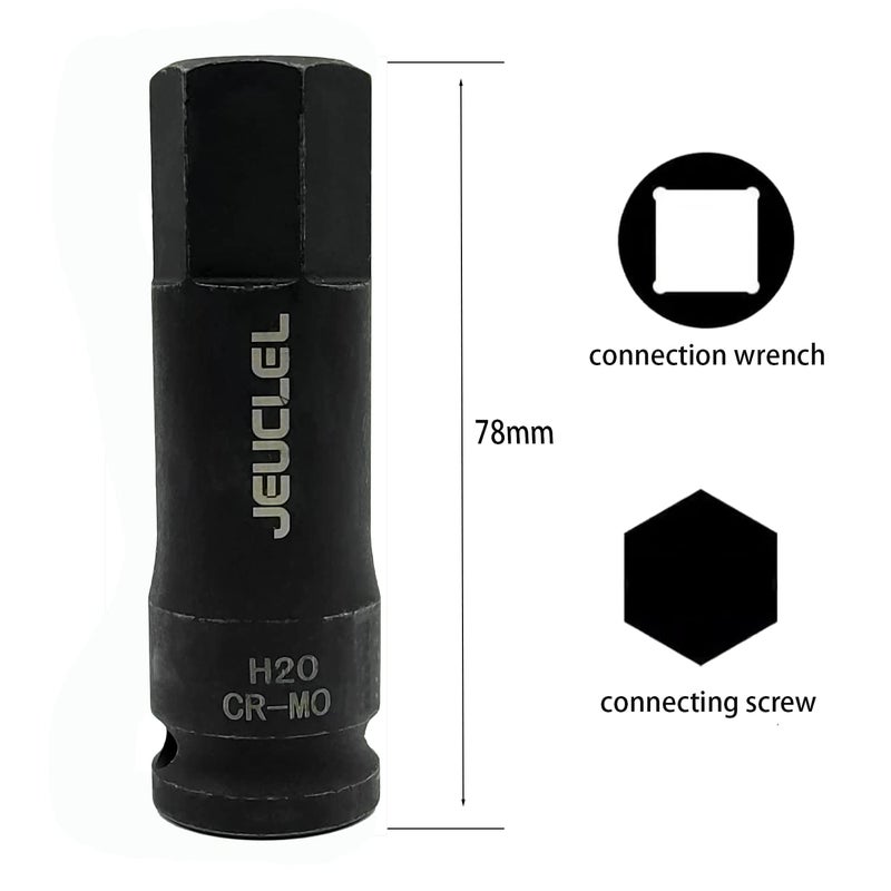 JEUCLEL 20mm Hex Impact Bit Socket, H20 1/2-Inch Impact Drive Allen Socket, Cr-Mo Steel Lengthen Hex Screwdriver Socket Adapter - Image 2