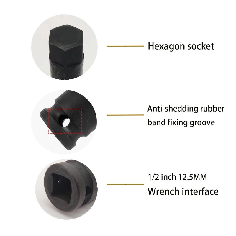 JEUCLEL 20mm Hex Impact Bit Socket, H20 1/2-Inch Impact Drive Allen Socket, Cr-Mo Steel Lengthen Hex Screwdriver Socket Adapter - Image 3