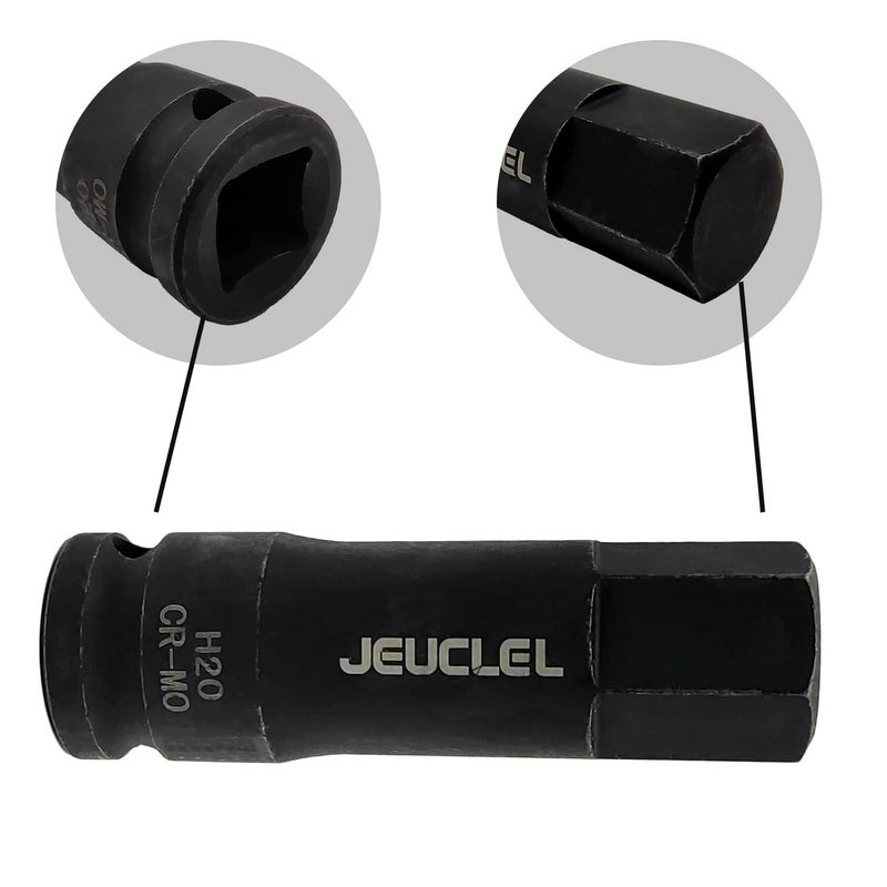 JEUCLEL 20mm Hex Impact Bit Socket, H20 1/2-Inch Impact Drive Allen Socket, Cr-Mo Steel Lengthen Hex Screwdriver Socket Adapter - Image 5