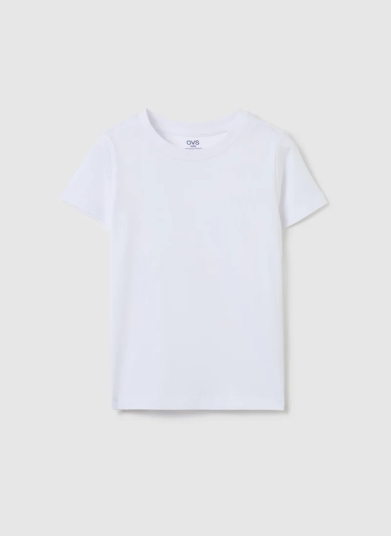 او في اس Organic cotton T-shirt with round neck