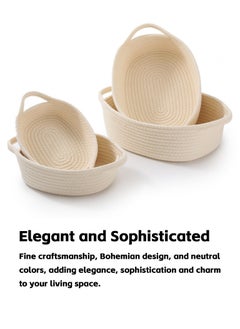 Teuuea 5 Pieces Rectangle Rope Basket, Natural Cotton Rope Storage Baskets, Beige Versatile Decorative Woven Baskets Organizer, for Baby Nursery, Toy Box, Bathroom  - Image 2