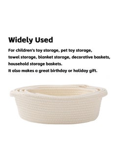 Teuuea 5 Pieces Rectangle Rope Basket, Natural Cotton Rope Storage Baskets, Beige Versatile Decorative Woven Baskets Organizer, for Baby Nursery, Toy Box, Bathroom  - Image 5