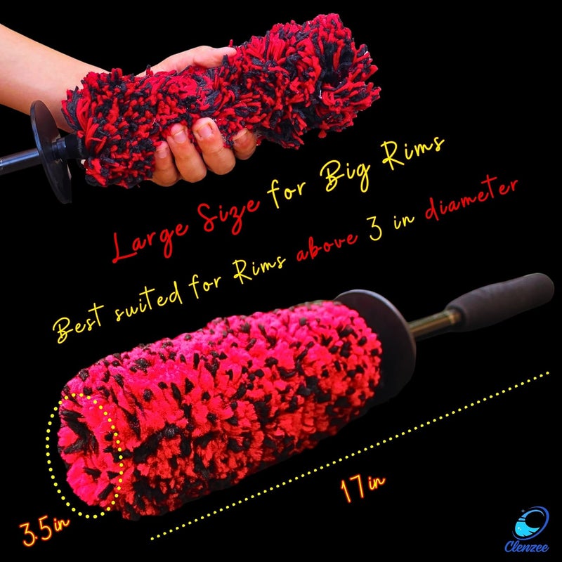 Clenzee Microfiber Wheel Brush - Soft Non Metallic Wheel Cleaner Brush, Rim Cleaner Brush and Tire Brush Non Bendable - Large Size - Image 2