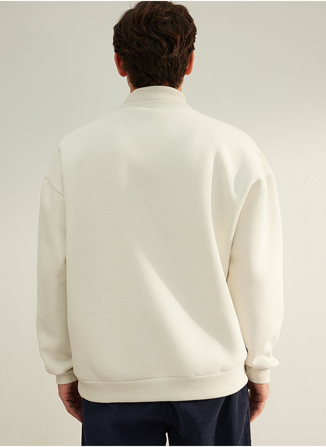 trendyol - Limited Edition Stone Oversize / Wide Cut Labeled Fleece Inside Thick Sweatshirt TMNAW24SW00228 - Image 1