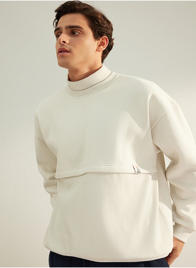 trendyol - Limited Edition Stone Oversize / Wide Cut Labeled Fleece Inside Thick Sweatshirt TMNAW24SW00228 - Image 1