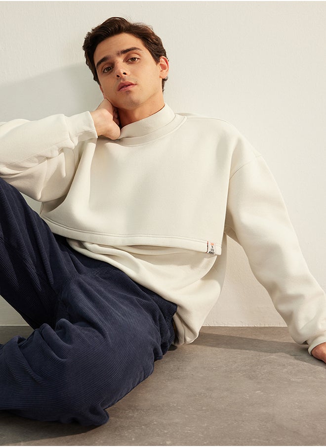 trendyol - Limited Edition Stone Oversize / Wide Cut Labeled Fleece Inside Thick Sweatshirt TMNAW24SW00228 - Image 1