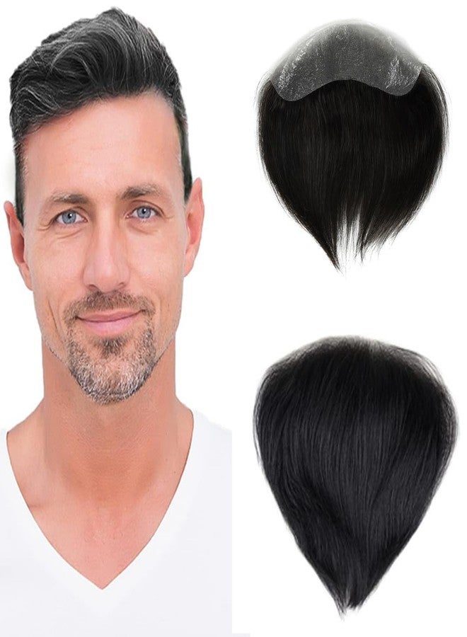 بلوشيا رقعة شعر أمامية من BLUSHIA للرجال، وصلات شعر، شعر طبيعي، تساقط خط الشعر (أسود طبيعي) - Image 1