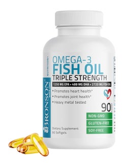 Bronson Omega 3 Fish Oil Triple Strength 2720 Mg Nongmo Gluten Free Soy Free Heavy Metal Tested 1250 Epa 488 Dha 90 Softgels  - Image 1