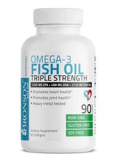Bronson Omega 3 Fish Oil Triple Strength 2720 Mg Nongmo Gluten Free Soy Free Heavy Metal Tested 1250 Epa 488 Dha 90 Softgels  - Image 5