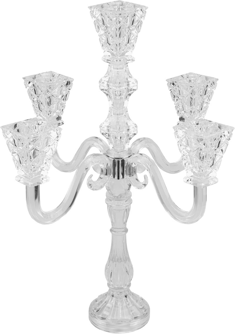 YAKii YAKii Crystal Candelabra 197inch Tall 5Arm Candle Holder Table Decor Ultra Elegant Taper CandlestickCenterpiece for Home Wedding Event and Party Festival  - Image 1