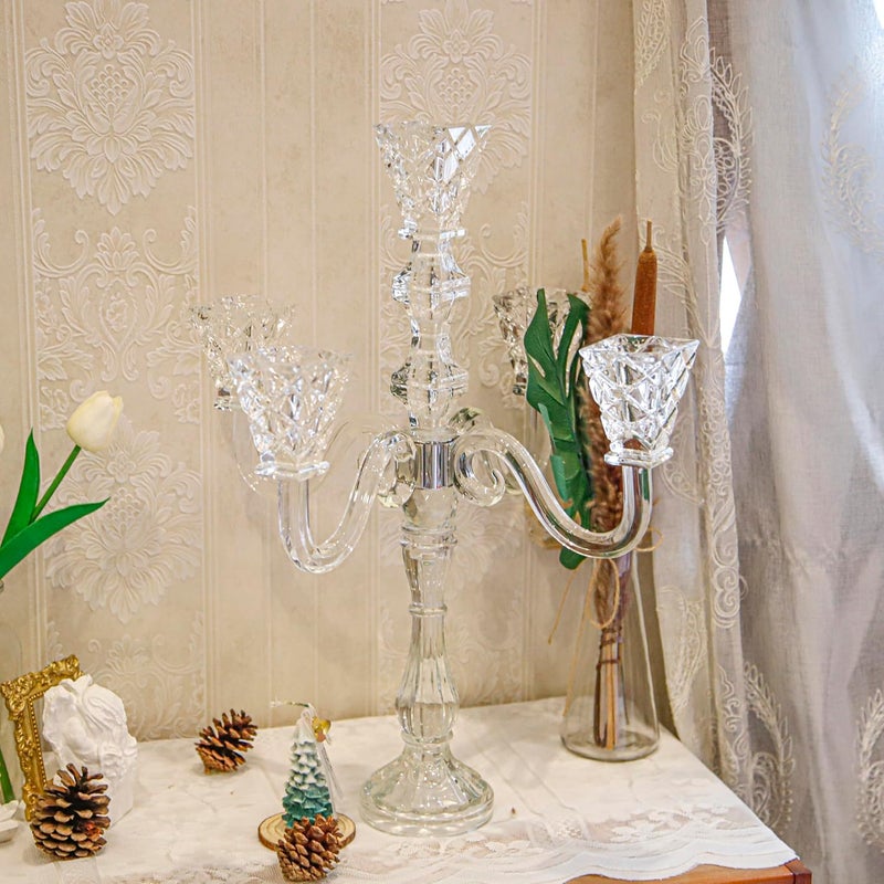 YAKii YAKii Crystal Candelabra 197inch Tall 5Arm Candle Holder Table Decor Ultra Elegant Taper CandlestickCenterpiece for Home Wedding Event and Party Festival  - Image 2