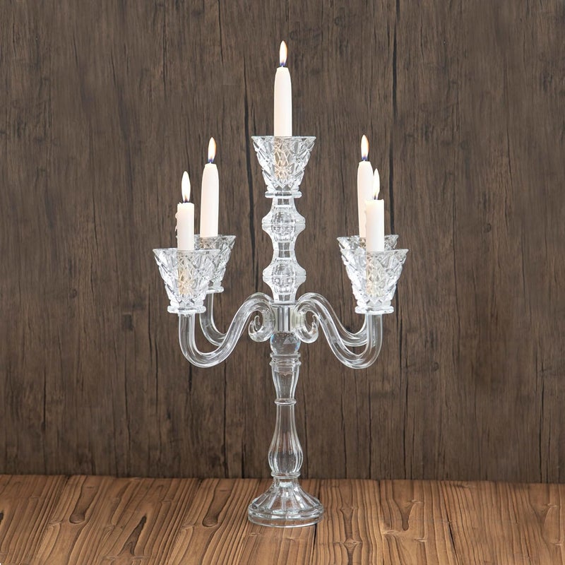 YAKii YAKii Crystal Candelabra 197inch Tall 5Arm Candle Holder Table Decor Ultra Elegant Taper CandlestickCenterpiece for Home Wedding Event and Party Festival  - Image 4