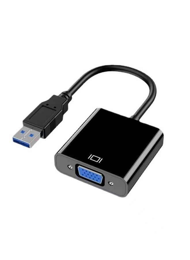 Usb To Vga Converter Computer To Monitor Expansion Screen Adapter Notebook To VGA Exclusive-Color:USB To VGA Black No-drive - Image 1