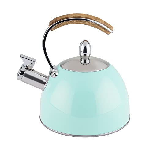 Pinky Up Presley Light Blue 70 Oz Tea Kettle Stovetop Induction Stainless Steel Whistling Kettle