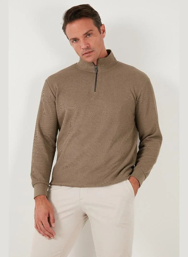 Buratti  Buratti Cotton Regular Fit Half Zipper Stand Collar Sweat Men's SWEAT 5905716 for Men | Best Price UAE