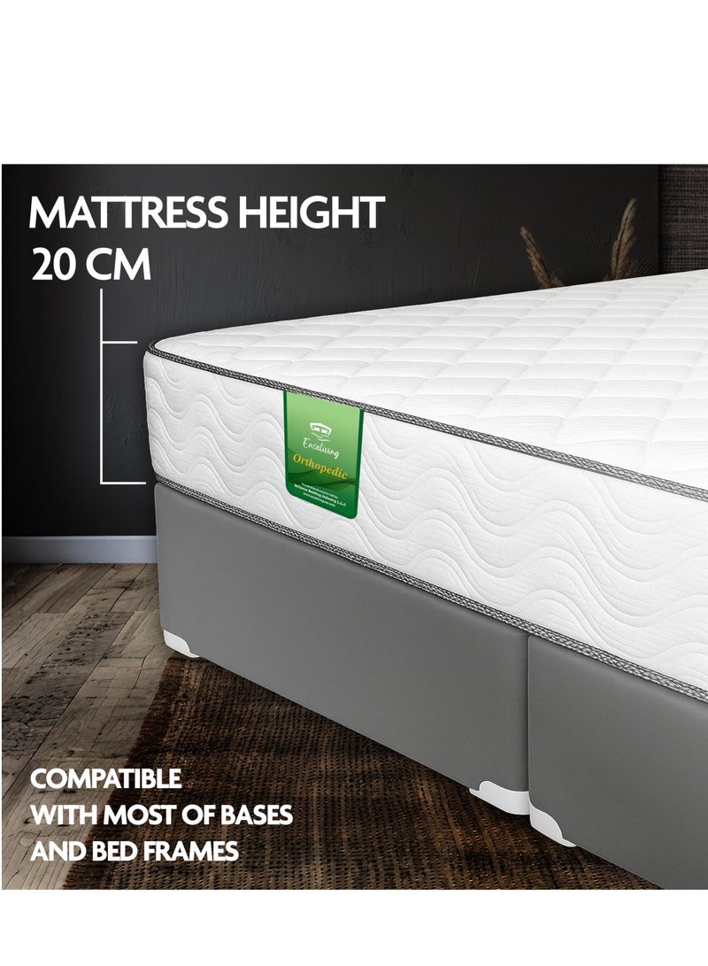 EASELIVING مرتبة أورثوبيديك بحجم كوين - مرتبة متوسطة الصلابة بسُمك 20 سم مع قماش قابل للتهوية | مرتبة أورثو بنيل قابلة للعكس مع تخفيف الضغط لجميع أوضاع النوم | ضمان 3 سنوات (160 × 200 سم) - Image 2