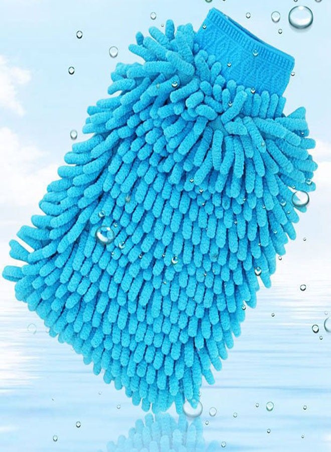 Microfiber car wash gloves, pack of 4pcs, blue - Image 3