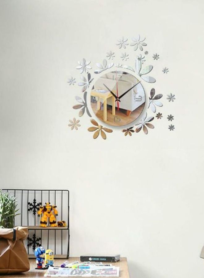 نيبمينينت ساعة حائط بتصميم مرآة يمكنك لصقها بنفسك فضي 35x35سم - Image 2