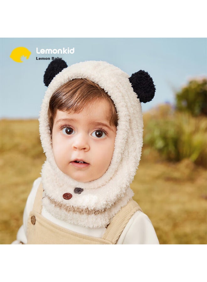 Lemonkid Baby Hat For Boys And Girls, Hooded Ear Protection Warm Cap With Neck Gaiter, Fubao Panda Beige S - Image 1