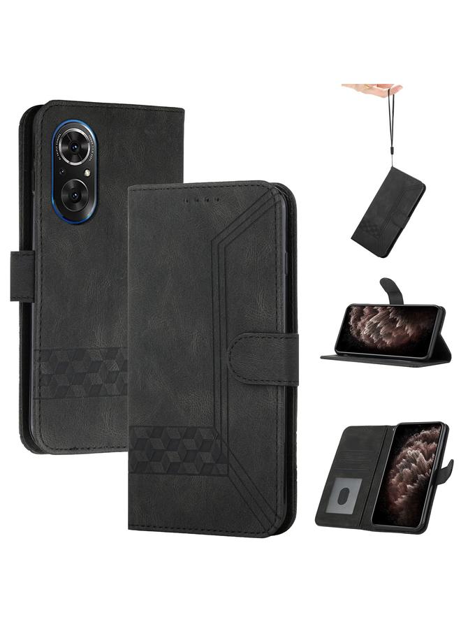 S-TOP Case For Honor 50 SE Cubic Skin Feel Flip Leather Phone Case - Image 1