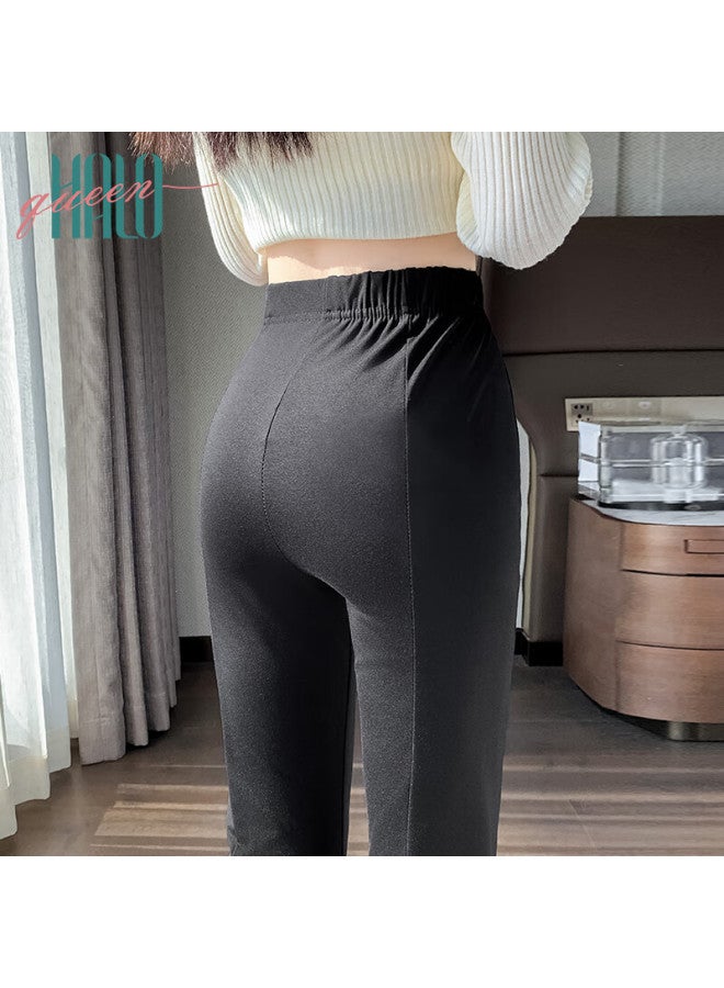 HALOQUEEN Halo Queen Wide-leg Pants For Women, Slit Straight-leg Slightly Flared High-waist Loose Draping High-elasticity Casual Trousers - Image 5