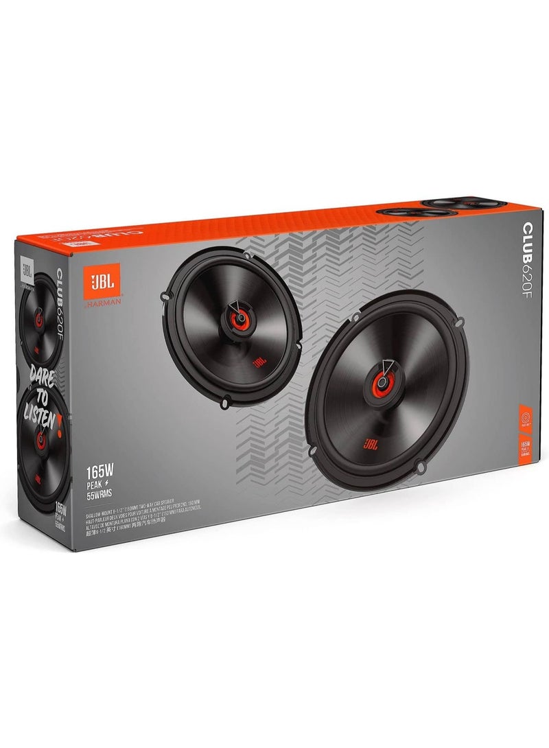 JBL Club 620F 2-Way Car Speaker Set by Harman Kardon - 180 Watt Car Speaker for Flat Installation - 2 Pieces Car HiFi Box Large 16-17 cm - 6.5 Inch - without Grille Cover - Image 1