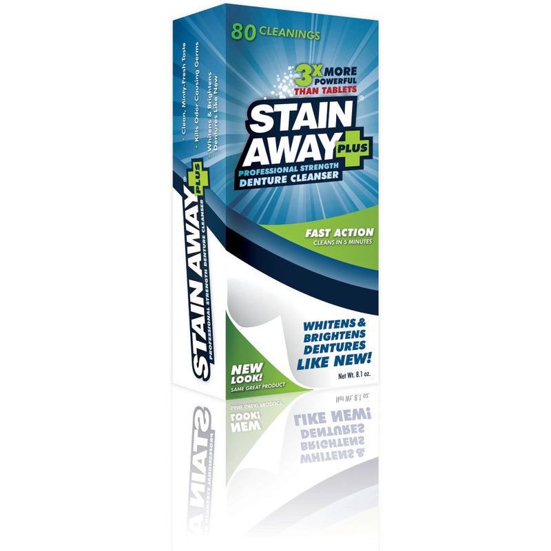 Stain-Away Stain Away Plus Denture Cleanser, 80 Cleanings Each (Pack of 3)