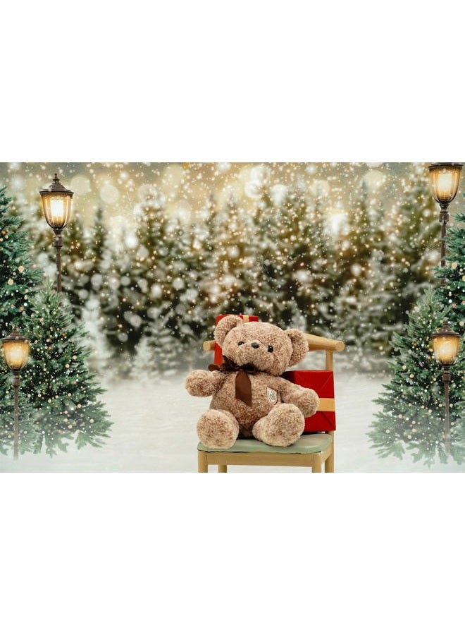 Kate خلفية تصوير شجرة عيد الميلاد بؤرة ثلجية 7×5 قدم مع مصباح شارع لامع في حقل ثلجي لعيد الميلاد وشتاء استوديو التصوير - Image 3