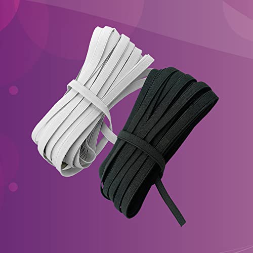 Aakriti 10 Meter White & 10 Meter Black Polyester Elastic Used for Sewing, Stitching, Tailoring, Elastic Pants and Other DIY Items Mask Making Elastic(Woven Elastic, 10MM) - Image 3