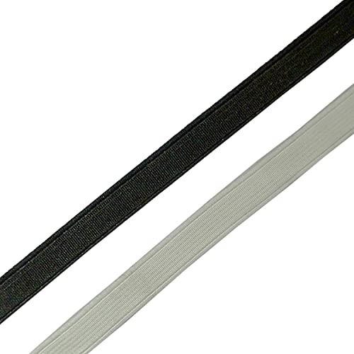 Aakriti 10 Meter White & 10 Meter Black Polyester Elastic Used for Sewing, Stitching, Tailoring, Elastic Pants and Other DIY Items Mask Making Elastic(Woven Elastic, 10MM) - Image 1