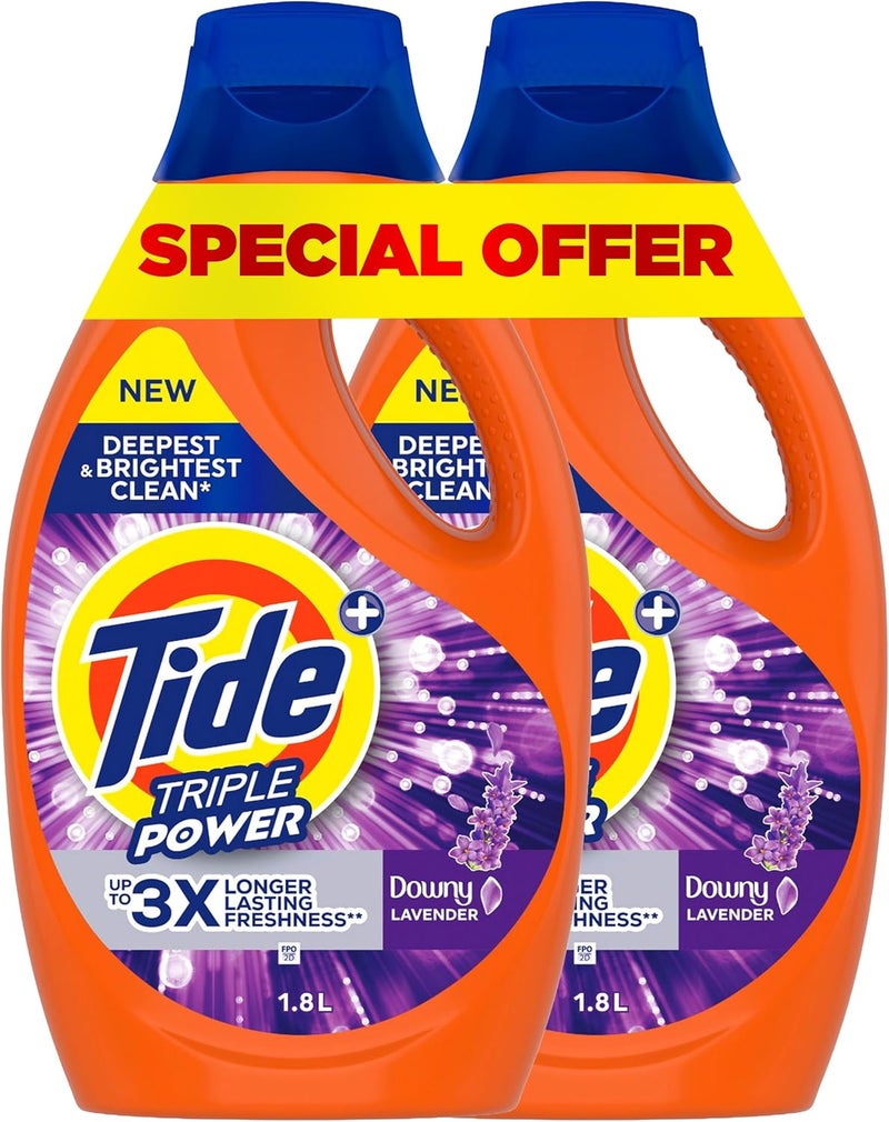 Tide Downy Lavender Fresh Laundry Detergent Power Gel 2 x 1.8Lt - Image 1