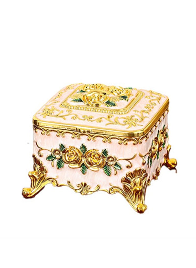 Generic - European rose jewelry box, high-end creative retro personalized home enamel dresser metal storage box - Image 1