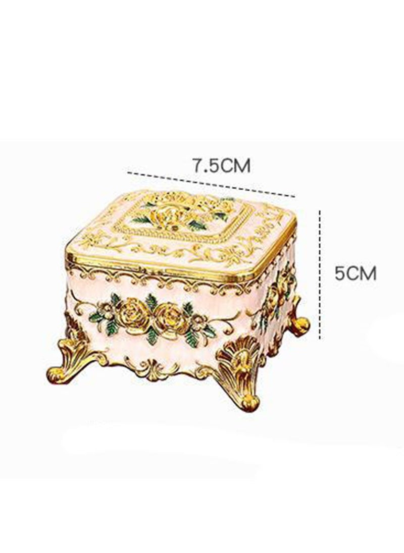 Generic - European rose jewelry box, high-end creative retro personalized home enamel dresser metal storage box - Image 1