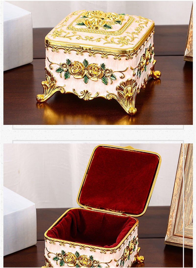 Generic - European rose jewelry box, high-end creative retro personalized home enamel dresser metal storage box - Image 1