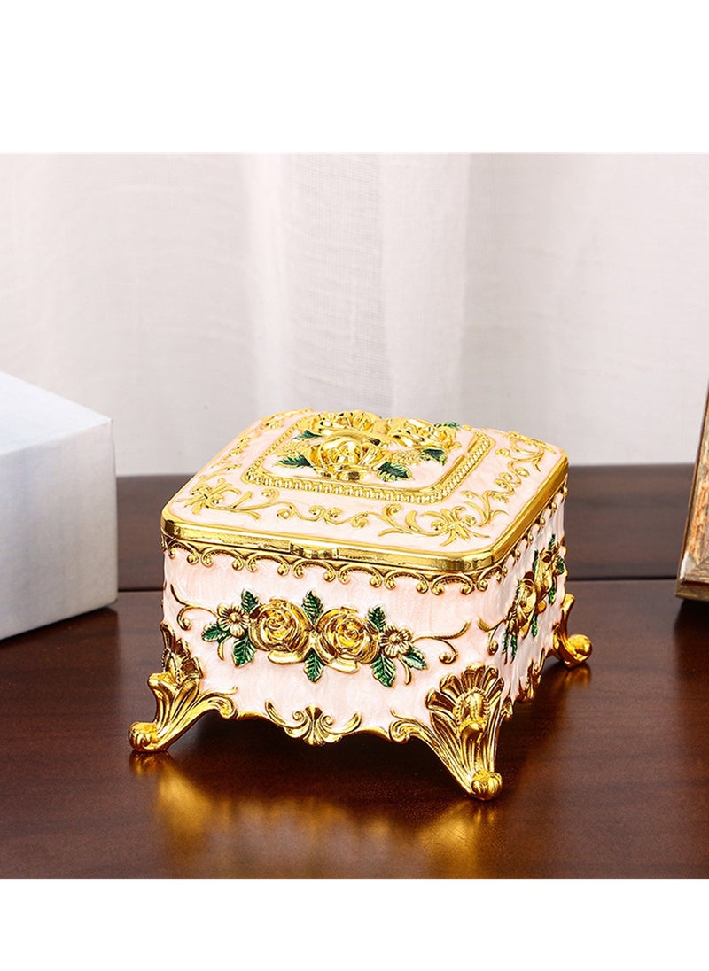 Generic - European rose jewelry box, high-end creative retro personalized home enamel dresser metal storage box - Image 1
