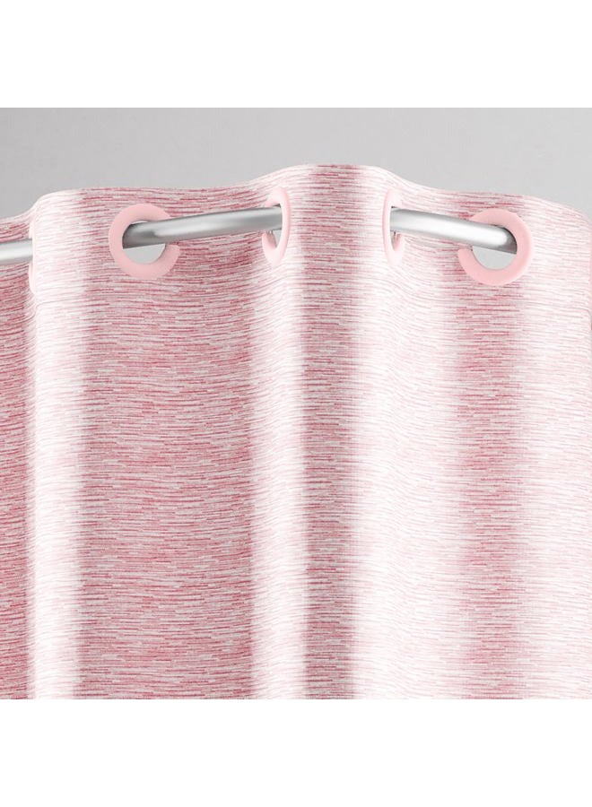 Hookless It's A Snap! Faux Silk Shower Curtain, 3-in-1 Curtain Includes Fabric Shower Curtain with Flex-On Rings & Fabric Liner with Magnets, 71" x 74", Heathered Texture, Pink - Image 2