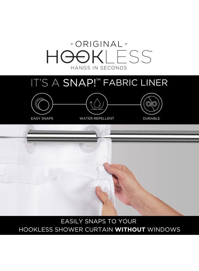 Hookless It's A Snap! Faux Silk Shower Curtain, 3-in-1 Curtain Includes Fabric Shower Curtain with Flex-On Rings & Fabric Liner with Magnets, 71" x 74", Heathered Texture, Pink - Image 4