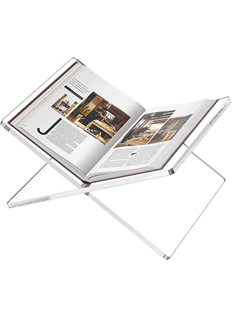 Slasa SLASA Acrylic Book Stand – Clear, Extra Thick X-Shaped Design – Holds Up to 5 kg – Tabletop Book Holder for Reading, Display & Decor - Image 4