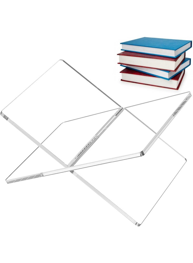 Slasa SLASA Acrylic Book Stand – Clear, Extra Thick X-Shaped Design – Holds Up to 5 kg – Tabletop Book Holder for Reading, Display & Decor - Image 1