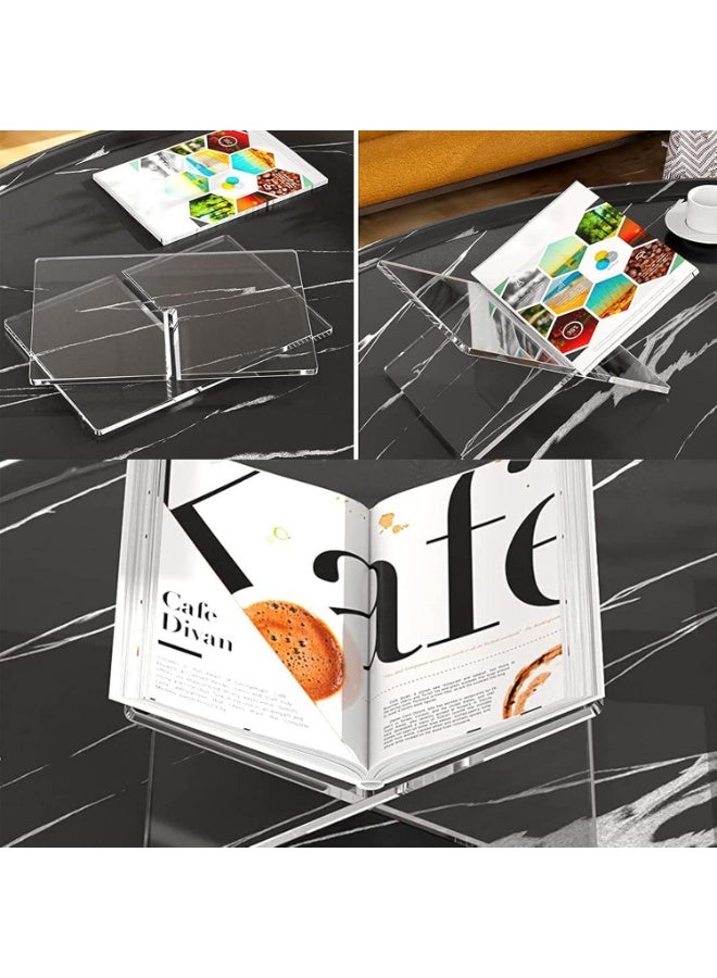 Slasa SLASA Acrylic Book Stand – Clear, Extra Thick X-Shaped Design – Holds Up to 5 kg – Tabletop Book Holder for Reading, Display & Decor - Image 2